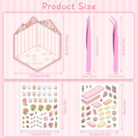 3D Sticker Scene: 9 Sets DIY 3D House Stickers - Funny Cute Cartoon Scene Stickers with Tweezers - Adults Youth Kids Relief Stress - Laptop, Water Bottle, Phone