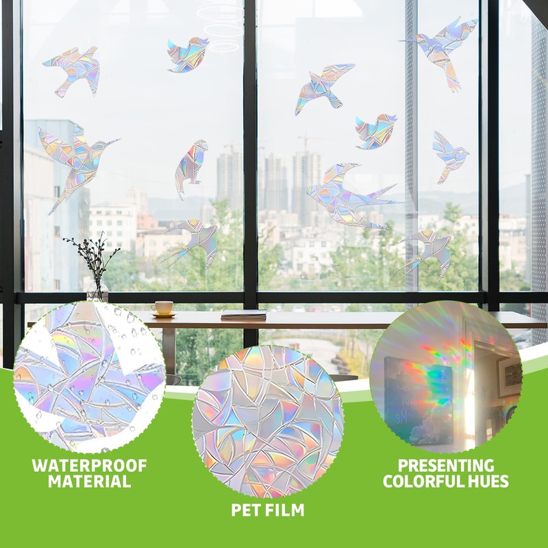 Window Stickers, Anti-Collision, Pack of 32 Prism Window Stickers, Bird