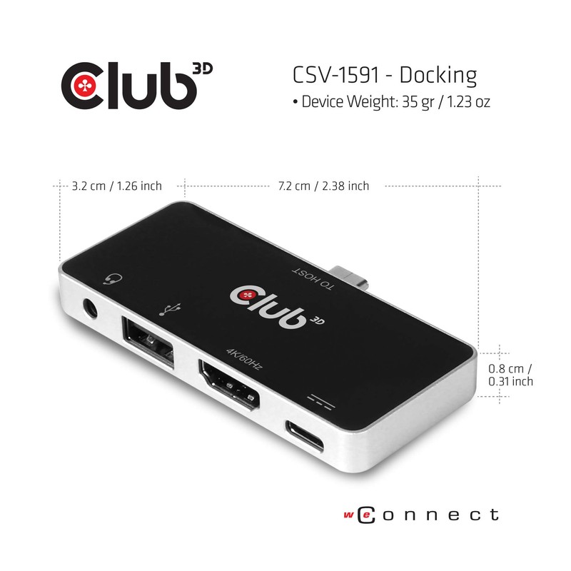 USB Type C 4-in-1 Hub to HDMI 4K60Hz USB Type
