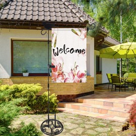 MorningRo Bird Garden Flag Stand with Base Yard Flag Holder with Tiger Clip for Spring Holiday Outdoor Decoration