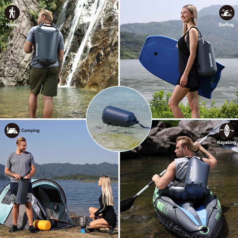 MARCHWAY Floating Waterproof Dry Bag Backpack 5L/10L/20L/30L/40L, Roll Top Sack