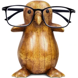 Penguin Eyeglass Holder Stand - Handcrafted in Indonesia - Wooden Glasses Holder for Nightstand - Sunglasses Stand Display, Versatile Eyewear Storage for Reading Glasses, Spectacles & More
