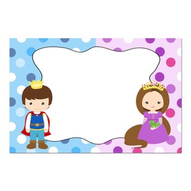 30 Blank Cards Invitations Thank You Cards Prince Princess Kids Birthday Party + 30 White Envelopes