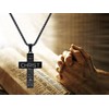 HOFOYA American flag black cross chain necklace with bible verse
