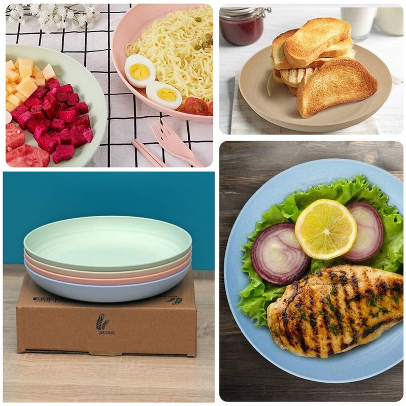 CAMBUY Wheat Straw Plates Lightweight Unbreakable Dinner Dishes Plates Set