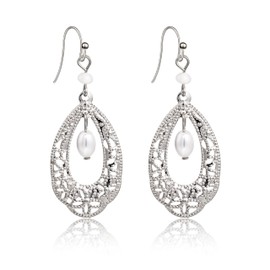 Aliyoham Boho Teardrop Earrings for Women, Sterling Silver Dangle Earrings with Pearl, Hypoallergenic Bohemian Drop Earrings Jewelry Gift