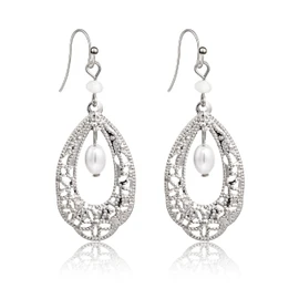 Aliyoham Boho Teardrop Earrings for Women, Sterling Silver Dangle Earrings with Pearl, Hypoallergenic Bohemian Drop Earrings Jewelry Gift