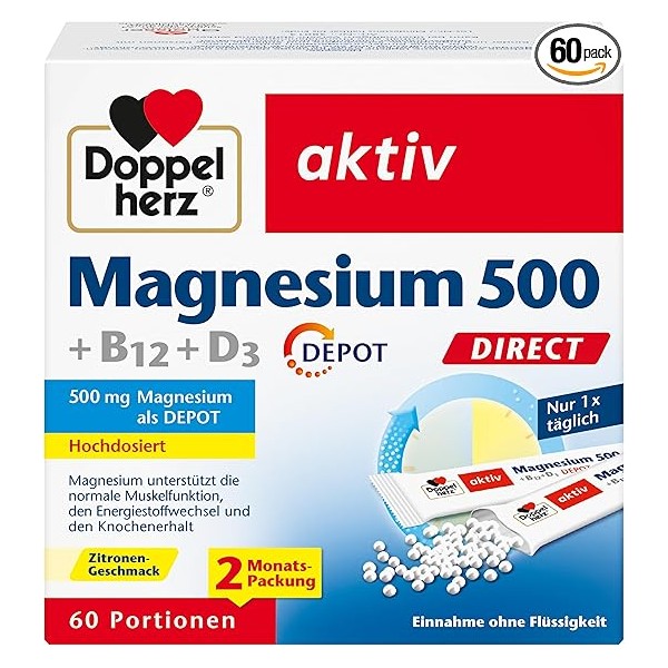 Doppelherz Magnesium 500 + B12 + D3 Direct with Depot