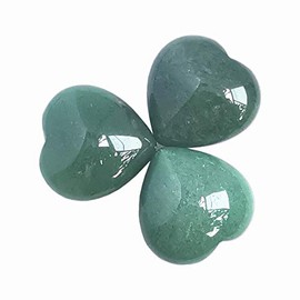 Manekieko Pack of 3 Natural Green Aventurine Bag Palm Tree Thumb Healing Crystal Heart Love Worry Stones 25 mm Reiki Balance Crystal and Healing Stones