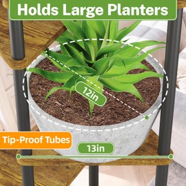 iDavosic.ly 6 Tier Wooden Plant Stand Indoor, 49 Inch Tall, Black & Brown