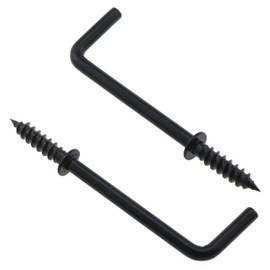 LUORNG 25PCS 54mm Length Black L Shaped Screw Hook Dresser Cup Hook Carbon Steel Self Tapping Screw Hook for Hanging Painting Curtain Clothes