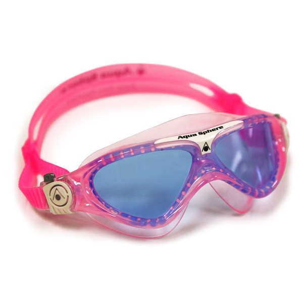 Aqua Sphere Vista Junior Swim Mask with Blue Lens, Pink/White, One Size (MS1740209LB)