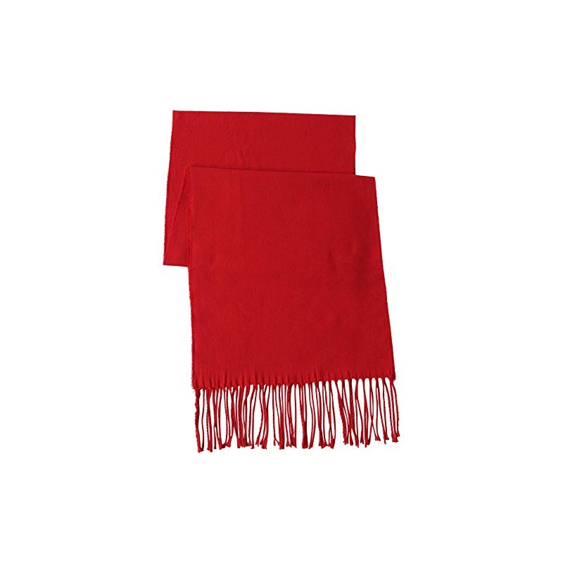 Atano Mens Fine Soft Scarf with Tassel Ends Red