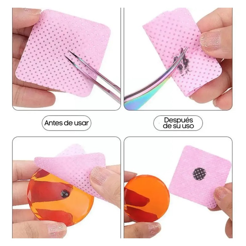 Toallas de limpieza para extensiones de pestañas 400 pzs color