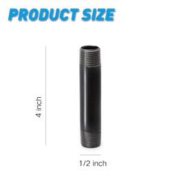 1/2"x4" Industrial Pipe, Home TZH 10 Pack Iron Pipe, Heavy Duty Pre-Cut Steel Pipe, Threaded Metal Pipe Nipple for Industrial Vintage Style DIY Project/Furniture/Shelving Decoration (1/2"x4", Grey)