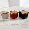 Ceramic Salt Jar with Bamboo Lid Square 8.8 x 8.8