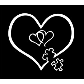 Autism Awareness Heart Puzzle Entwined Heart #1-4" White Car Window Vinyl Decal