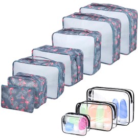 CORYIN Packing Cubes 10 PCS Travel Organiser Packing Bags Travel Luggage Packing Organizers Travel Essentials Bag for Clothes Shoes Cosmetics Storage Bags for Men Women Dark Blue