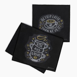 Brevora Microfiber Waffle Kitchen & Coffee Towel Set – 60x24cm & 30x30cm – Ultra-Absorbent, Quick-Dry, Lint-Free – Perfect for Baristas & Coffee Enthusiasts – Premium Quality for Home & Cafe Use