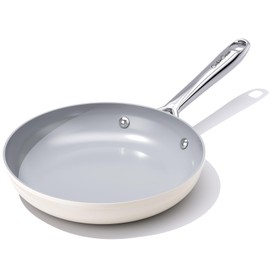 CookinCraze Nonstick Ceramic Frying Pan 8 Inch for Induction Cooktops - Non Toxic, PTFE/PFOA/PFAS Free, Oven & Dishwasher Safe up to 500°F - Mini Skillet with Stay-Cool Handle - Cream