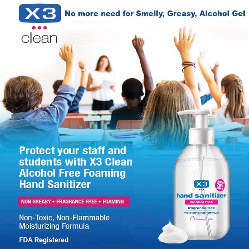 X3 Clean Foaming Hand Sanitizer, Alcohol Free, Fragrance Free, Moisturizing,
