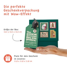 SURPRISA Gift box for Christmas, puzzle box, money gifts, packaging with Christmas stamps, nostalgia design, size S (12 cm)