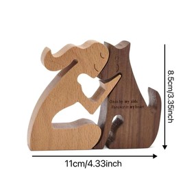 AIMALL Handcrafted Wooden Puppy & Kitten Figures - Touching Pet Memorial Decor, Tabletop Display, 4.33-Inch - Versatile for Home & Office Decor