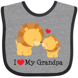 inktastic I Love My Grandpa Baby Bib Heather and Black Efbc