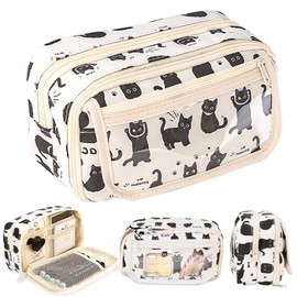 Nasjac Estuche para Lápices de Grande Capacidad con 9 Compartimentos, Estuche Papelería con Kawaii Patrón Animado, Bolsa de Lapicera Bolígrafos Cremallera de Gran Apertura para la Escuela,Oficina