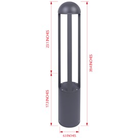 LED Bollard Landscape Light 40" Inches 3000K 120-277V 10W Commercial/Residential Lighting Fixture for Garden, Pathway, Driveway. Rated IP65 Suitable for Wet Locations, ETL Listed.