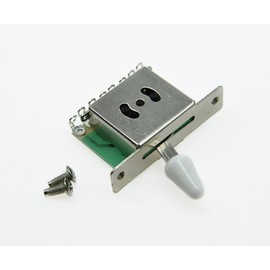 Chrome Electric Guitar 5 Way Pickup Switch w/White Tip Chrome Screws for Strat Tele