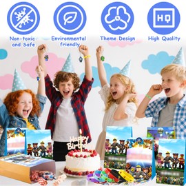 Game Party Bag Fillers Party Favours Kids- Video Gaming Birthday Gift Party Bags with Goodie Party Bags Slap Bands Stickers Keychains for Boys Kids Birthday Gaming Gamers Lovers Supplies