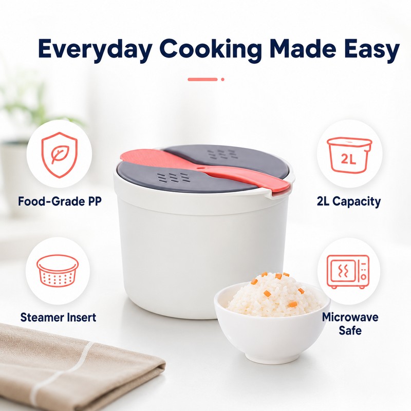 Microwave Rice Cooker for Portable Use - Multifunctional Steamer Bento