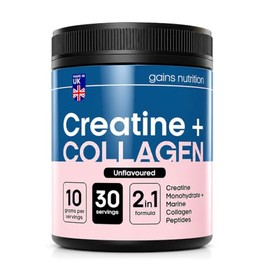 GN Creatine + Marine Collagen Powder, Unflavoured, 5g Creatine Monohydrate and 5g Hydrolysed Marine Collagen per Serving, Strength, Recovery and Joint Support, 3 Pack Bundle