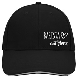 huuraa Cappy Barista Hat with Heart Gift Unisex Cap Barista Gift Idea, Black/Light Grey, Unit size