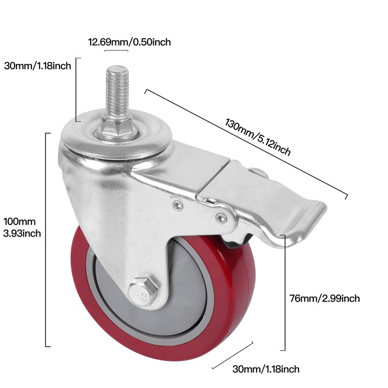 DICASAL 4 Inch Heavy Duty Stem Casters 360 Degree Swivel