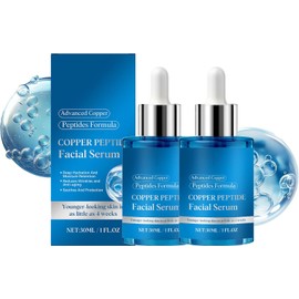 Ghk-Cu Copper Peptide Serum, Anti-Aging Face Serum with Hyaluronic Acid, Collagen, Firming & Hydrating for Smoother-Looking Skin, Fine Lines & Firmness, Fast-Absorbing