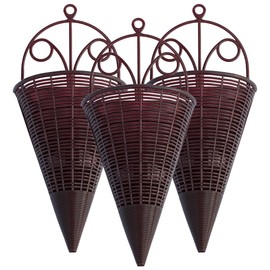 Toddmomy 3pcs Rattan Hanging Planter Baskets, Cone Shaped Woven Hanging Flower Pot Farmhouse Wall Flower Basket Fern Wicker Bird Nest Weave Orchid Pot for Garden Decor