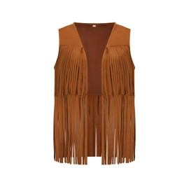 Eymitory Girls Suede Fringe Vest Western Cowgirl Outfits Sleeveless Tassels Outfit Shirt Jacket