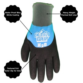 Chilly Grip A323 H20 Waterproof Thermal Gloves, Pair, Size Large