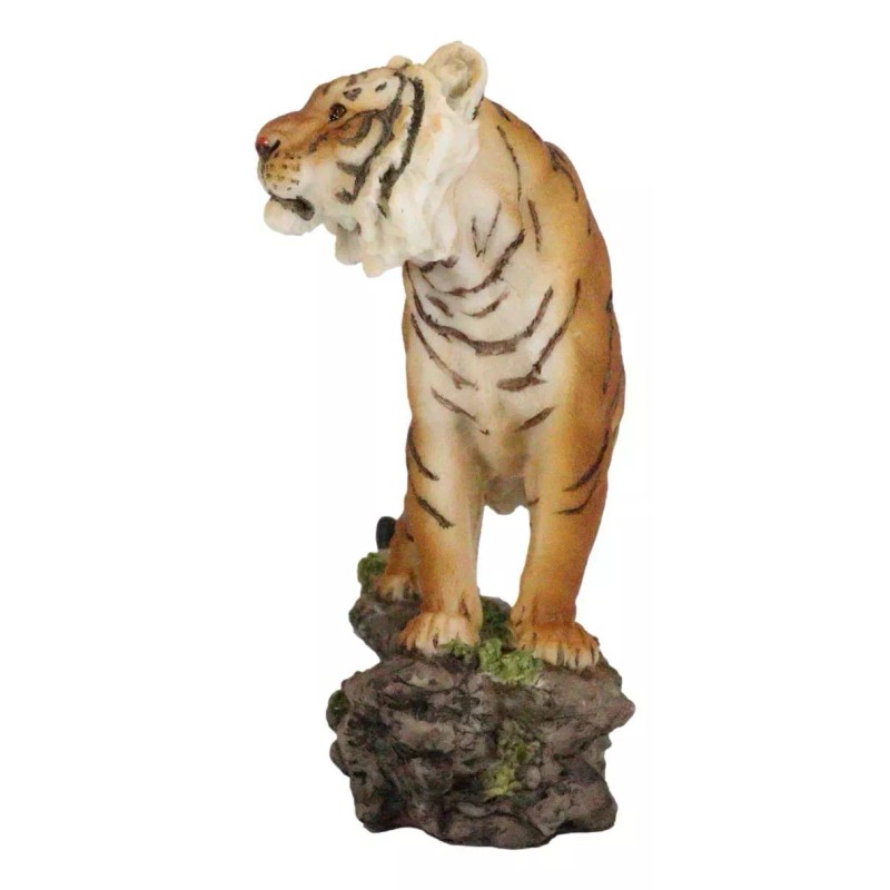 Sultan Orange Bengal Tiger On Rock Statue 7.25"Long Giant Cat