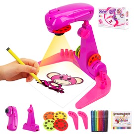 imireux Drawing Projector for Kids,Intelligent Draw Projector Sketch Toy，Machine with 32cartoon patters and 12color Brushes for Children Learn to Draw and Sketch，Preschool Learning Activities(Pink)