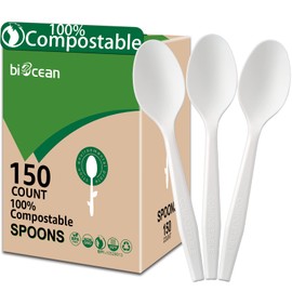 BIOCEAN 100% Compostable No Plastic Knives Plastic Forks Plastic Spoons Plastic Utensils, The Heavyweight Heavy Duty Flatware is Eco Friendly Products for Lounge Party Wedding BBQ Picnic Camping.