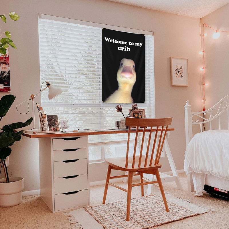 Generic Welcome to My Crib Duck Flag Funny Tapestries 2x3FT