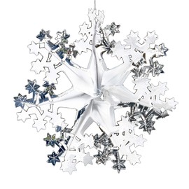 Davies Silver/White Christmas 2 Tone Foil Ceiling Decorations - 40cm Star Snowflake