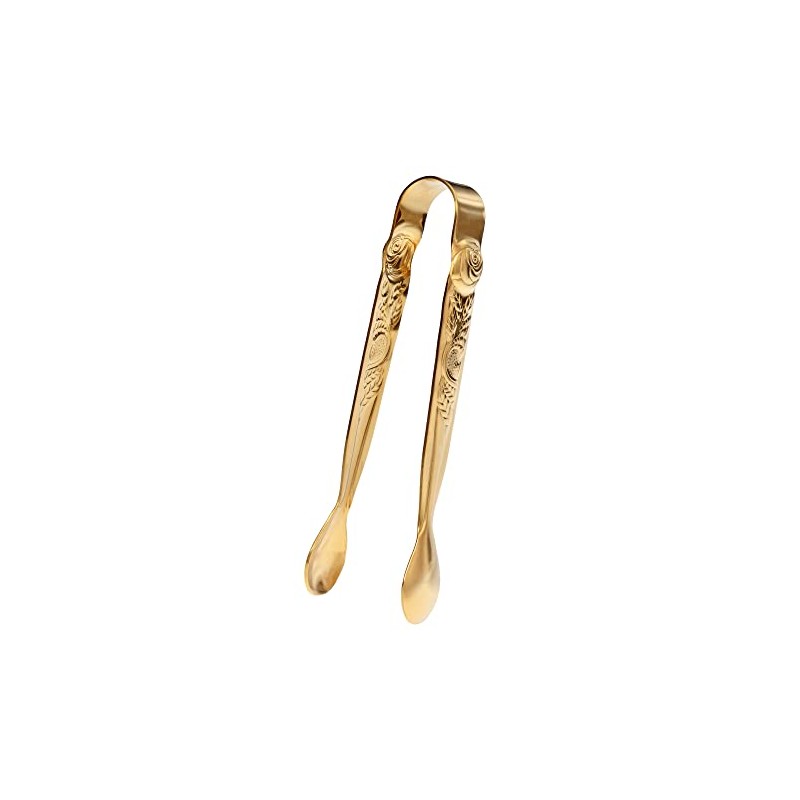 GRÄWE Sugar Tongs, Stainless Steel, Rose Decoration, Gold