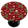 Christmas Candy Holly Leaf Decor Round Fitted Tablecloth with Elastic