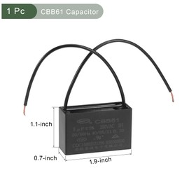 YOKIVE Ceiling Fan Capacitor CBB61, Metallized Polypropylene Film Capacitor Great for Fans Pumps Motors Running (8uF 250V AC 2 Wires 50/60Hz)
