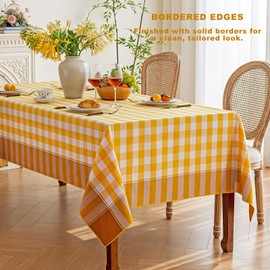 Midsummer Breeze Sunny Country Yellow Gingham Tablecloth Rectangle 60”x75”