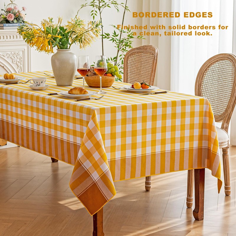Midsummer Breeze Sunny Country Yellow Gingham Tablecloth Rectangle 60”x75”